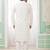 Men's off white  straight kurta with embroidered art silk  and with lining