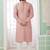 Men's peach  straight kurta with embroidered art silk  and with lining