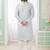 Men's mint green  straight kurta with embroidered art silk  and with lining
