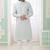 Men's mint green  straight kurta with embroidered art silk  and with lining