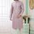 Men's purple  straight kurta with embroidered art silk  and with lining