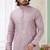Men's purple  straight kurta with embroidered art silk  and with lining
