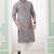 Men's grey  straight kurta with embroidered art silk  and with lining