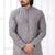 Men's grey  straight kurta with embroidered art silk  and with lining