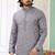 Men's grey  straight kurta with embroidered art silk  and with lining