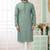 Men's green  straight kurta with embroidered art silk  and with lining
