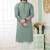 Men's green  straight kurta with embroidered art silk  and with lining