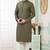 Men's green  straight kurta with embroidered art silk  and with lining
