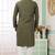 Men's green  straight kurta with embroidered art silk  and with lining