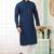 Men's teal blue  straight kurta with embroidered art silk  and with lining