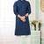 Men's teal blue  straight kurta with embroidered art silk  and with lining