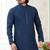 Men's teal blue  straight kurta with embroidered art silk  and with lining