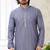 Men's blue  straight kurta with embroidered art silk  and with lining