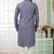 Men's blue  straight kurta with embroidered art silk  and with lining