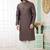 Men's brown  straight kurta with embroidered art silk  and with lining