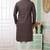 Men's brown  straight kurta with embroidered art silk  and with lining