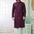 Men's wine  straight kurta with embroidered art silk  and with lining