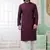 men's wine  straight kurta churidar with embroidered art silk   and with lining