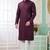 Men's wine  straight kurta with embroidered art silk  and with lining