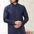 Men's blue  straight kurta with embroidered art silk  and with lining