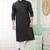 Men's black  straight kurta with embroidered art silk  and with lining