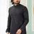 Men's black  straight kurta with embroidered art silk  and with lining