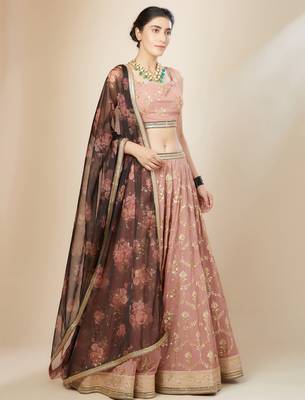 Pink Georgette Ethnic Lehenga choli 1