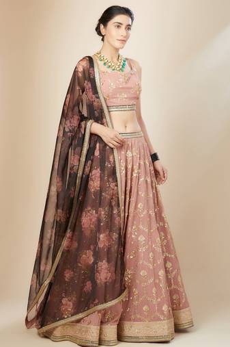 Pink Georgette Ethnic Lehenga choli