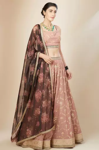 Pink Georgette Ethnic Lehenga choli