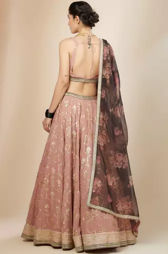Pink Georgette Ethnic Lehenga choli