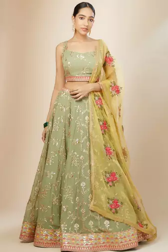 Pista Georgette Ethnic Lehenga choli