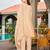Cream color chinon fabric designer embroidered free size stithed suit