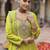 Lemon color chinon fabric wedding designer palazzo dress for ceremonial looks