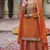 Orange color chinon fabric wedding palazzo dress for ceremonial looks