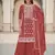 Rust color heavy embroidery work chinon fabric ethnic indian palazzo suit