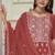 Rust color heavy embroidery work chinon fabric ethnic indian palazzo suit