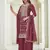 Wine color heavy embroidery work chinon fabric ethnic indian palazzo suit
