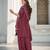 Wine color heavy embroidery work chinon fabric ethnic indian palazzo suit