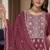 Wine color heavy embroidery work chinon fabric ethnic indian palazzo suit