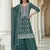 Green color heavy embroidery work chinon fabric ethnic indian palazzo suit
