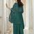 Green color heavy embroidery work chinon fabric ethnic indian palazzo suit