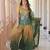 Green color beautiful chinon fabric smart printed and beads work ceremonial sharara dress
