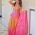 Pink color beautiful chinon fabric smart printed and beads work ceremonial sharara dress