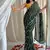Dark green chiffon saree in leheriya with foil border work