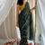 Dark green chiffon saree in leheriya with foil border work