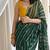 Dark green chiffon saree in leheriya with foil border work