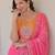 Pink color beautiful chinon fabric smart printed and beads work ceremonial sharara dress