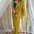 Lemon green chiffon saree in leheriya with foil border work