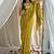 Lemon green chiffon saree in leheriya with foil border work
