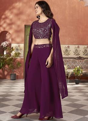 Purple color beautiful wedding special bridesmaid favorite ceremonial choli palazzo dress 2